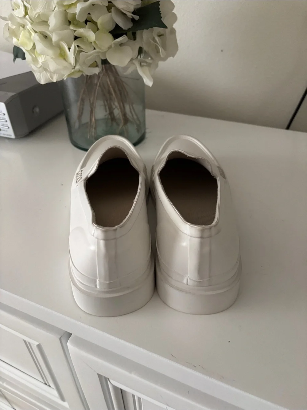 Tory Burch White Leather Platform Loafers with Logo